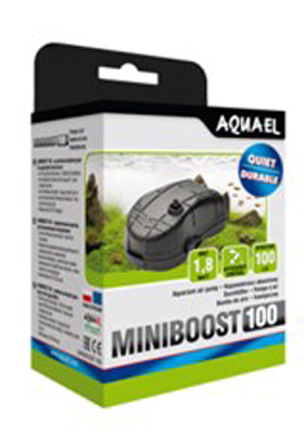 AQUAEL Aérateur Miniboost 100 L/H Pour Aquarium Jusqu'à 100L Débit Réglable 1,8W