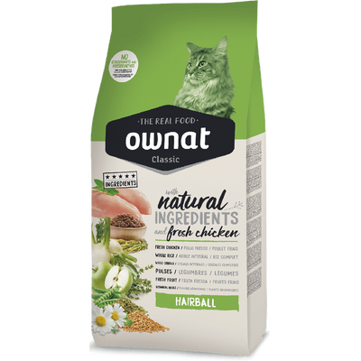 OWNAT Classic Hairball Cat Croquettes pour chat adulte Contrôle des boules de poils 4kg