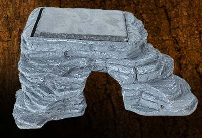 CORNER HIDE CAVE WITH HEAT STORAGE SLATE 25.4x15.24x11cm REPTIZOO