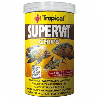 TROPICAL SUPERVIT Chips 1000ml Nourriture de Base pour Poissons d'Ornement 520g