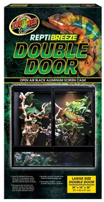 ZOOMED Terrarium ReptiBreeze Double Portes 91x46x91cm Aluminium Noir