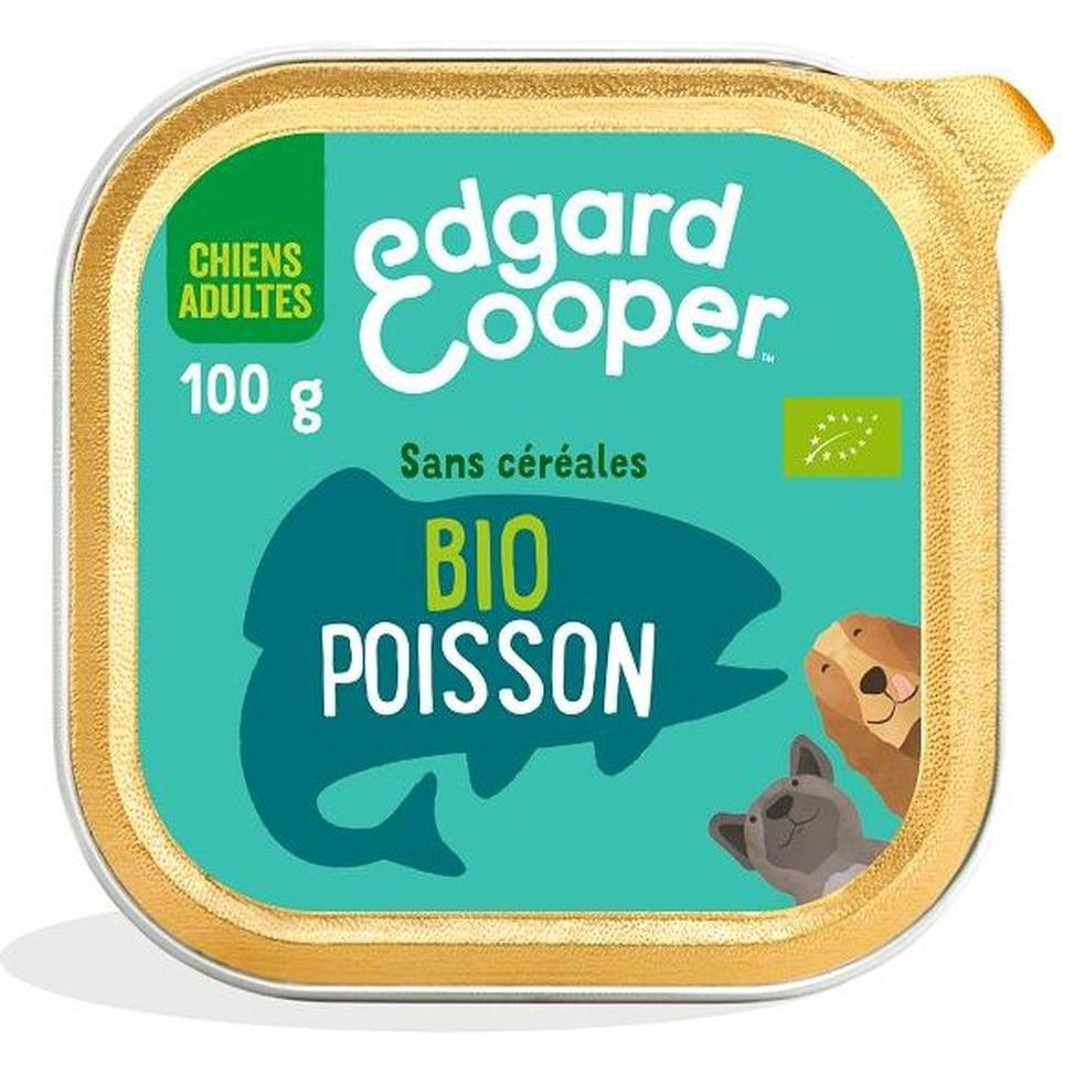 EDGARD COOPER Barquette Bio Sans Céréales au Poisson pour Chien Adulte 100g