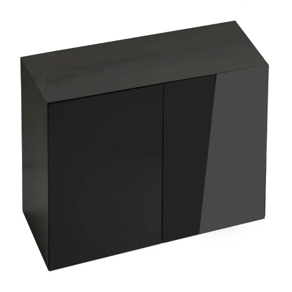 AQUAEL Meuble Glossy 80 Noir Portes Acrylique Finition Laquée Ultra Brillante Hauteur 75 cm