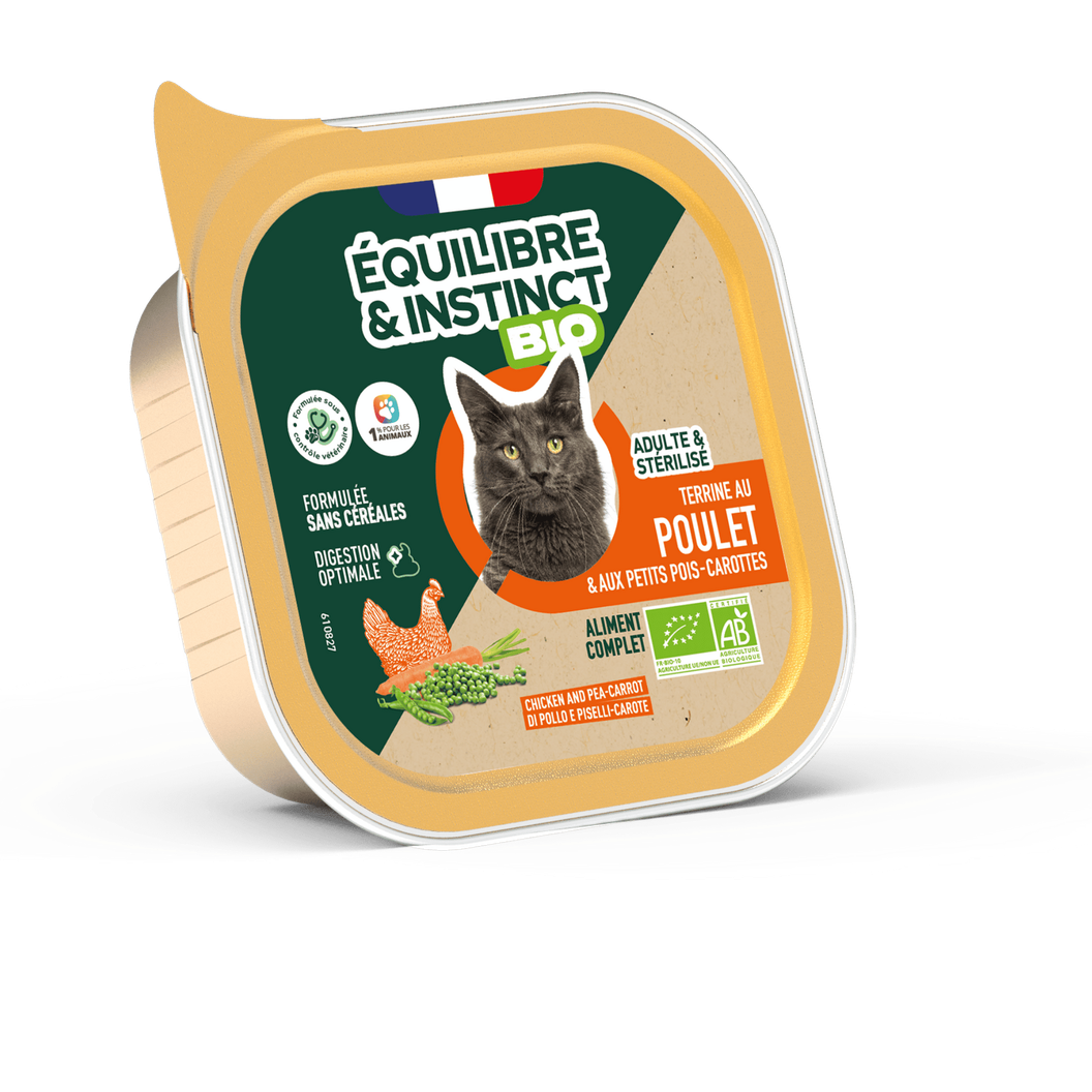 EQUILIBRE & INSTINCT Terrine pour chien adulte Poulet BIO 300g