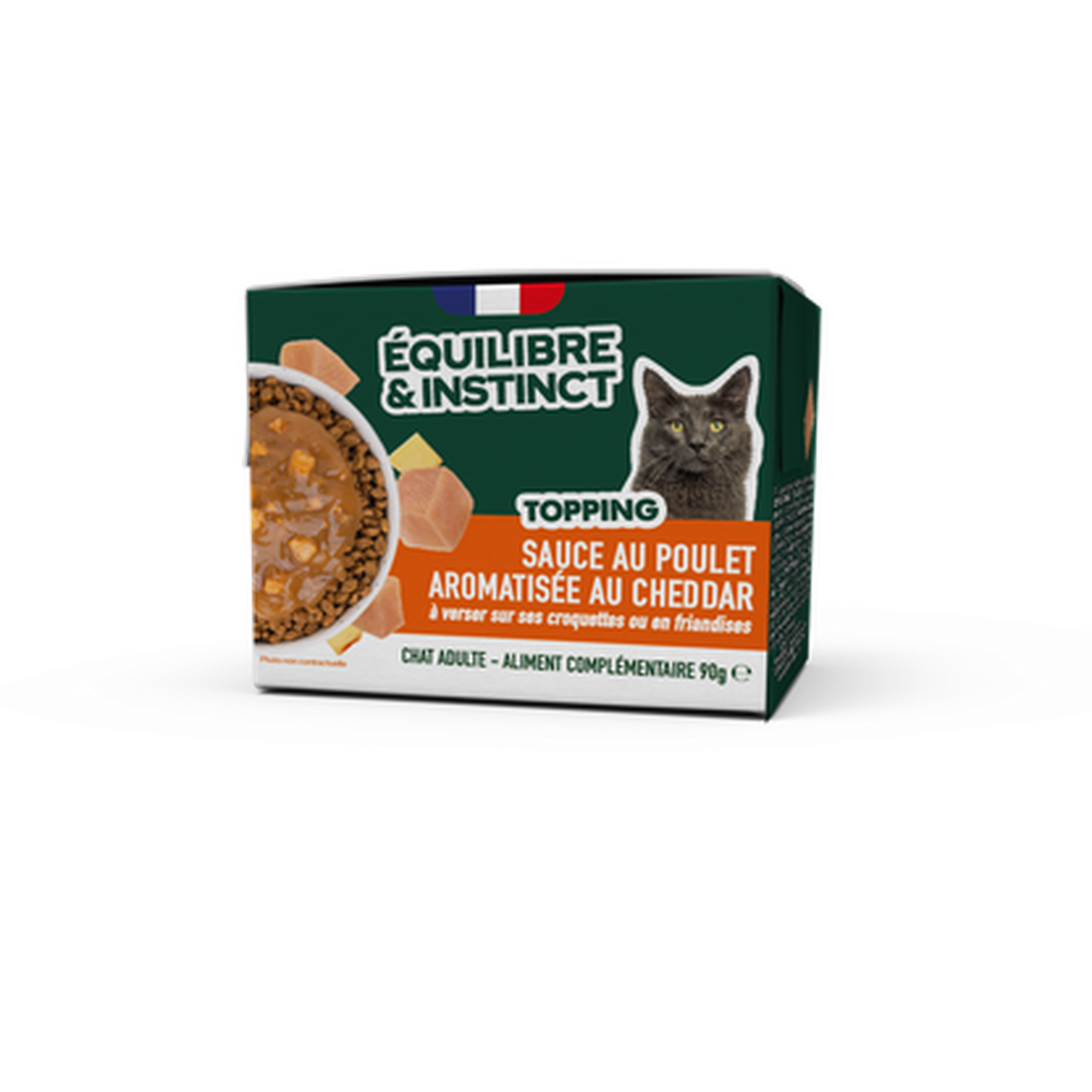EQUILIBRE & INSTINCT Sauce au poulet aromatisée au cheddar pour chat adulte 90g