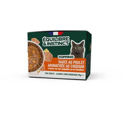 EQUILIBRE & INSTINCT Sauce au poulet aromatisée au cheddar pour chat adulte 90g