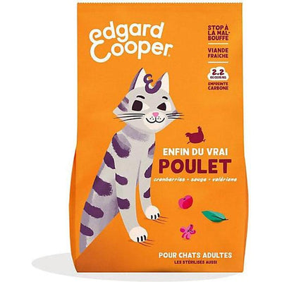 EDGARD COOPER Croquettes Sans Céréales au Poulet Frais 4kg pour Chat Adulte