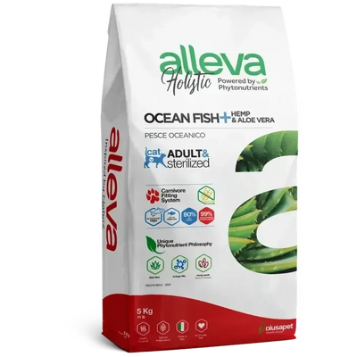 Croquettes sans céréales Alleva Holistic Poisson + Chanvre & Aloe Vera chat adulte