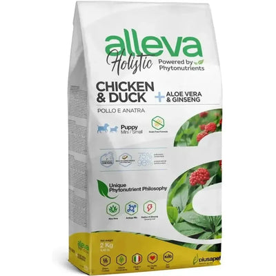 Croquettes sans céréales Alleva Holistic Poulet & Canard + Aloe Vera & Ginseng chiot mini 2kg