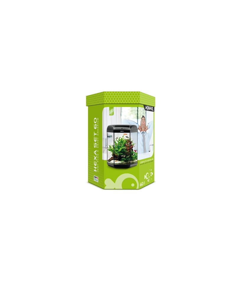 AQUAEL Aquarium HEXA SET D&N 60L LED Filtre Chauffe-eau Intégré