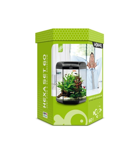 AQUAEL Aquarium HEXA SET D&N 60L LED Filtre Chauffe-eau Intégré
