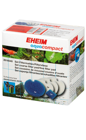 EHEIM Mousse Aquacompact 40/60 Lot de 2 mousses bleues + 3 mousses blanches pour filtre aquarium