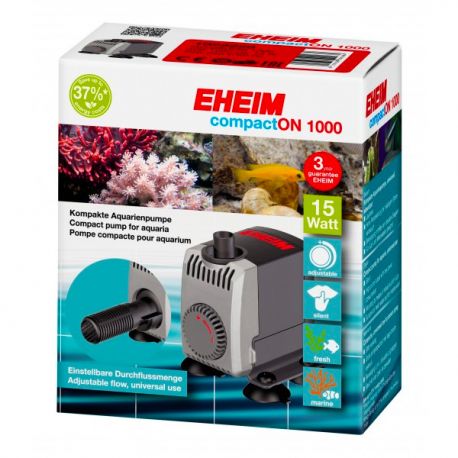 EHEIM Pompe compactON 1000 pour aquarium eau douce et eau de mer Débit réglable 400-1000 L/h 15W