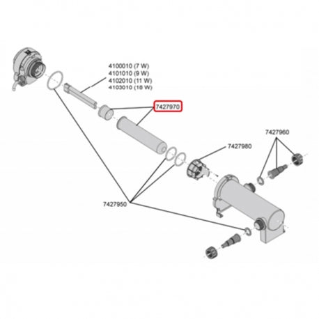 EHEIM Tube de Quartz pour CLEARUVC 7W-18W Accessoire Clarificateur UV-C