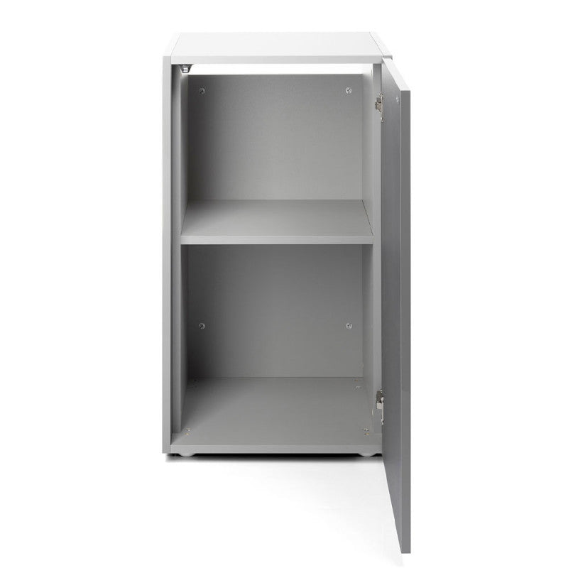 AQUAEL Meuble Glossy Cube Gris 50x50x90 cm Portes Acrylique Brillantes