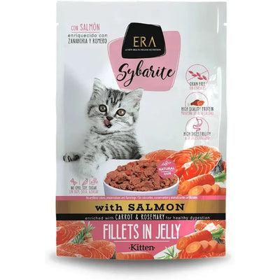 ERA SYBARITE KITTEN – SAUMON ENRICHI AVEC CAROTTE ET ROMARIN 85g NOUVEAU