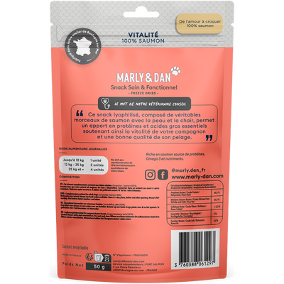 MARLY ET DAN Freeze Dried Vitalité Chien 100% Saumon