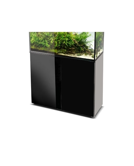 AQUAEL Meuble Glossy 80 Noir Portes Acrylique Finition Laquée Ultra Brillante Hauteur 75 cm