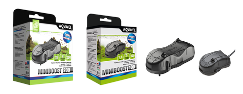 AQUAEL Aérateur Miniboost 100 L/H Pour Aquarium Jusqu'à 100L Débit Réglable 1,8W