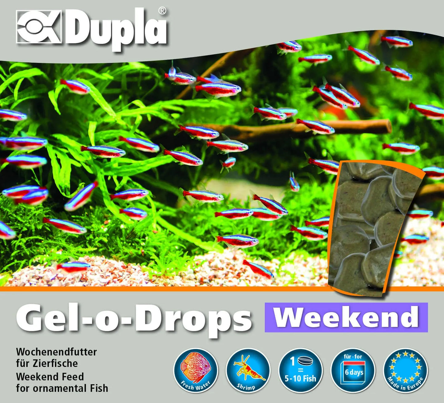 HOBBY-DOSHE AQUARISTIK Dupla Gel-o-Drops Weekend Nourriture en gel pour poissons tropicaux 12x2g