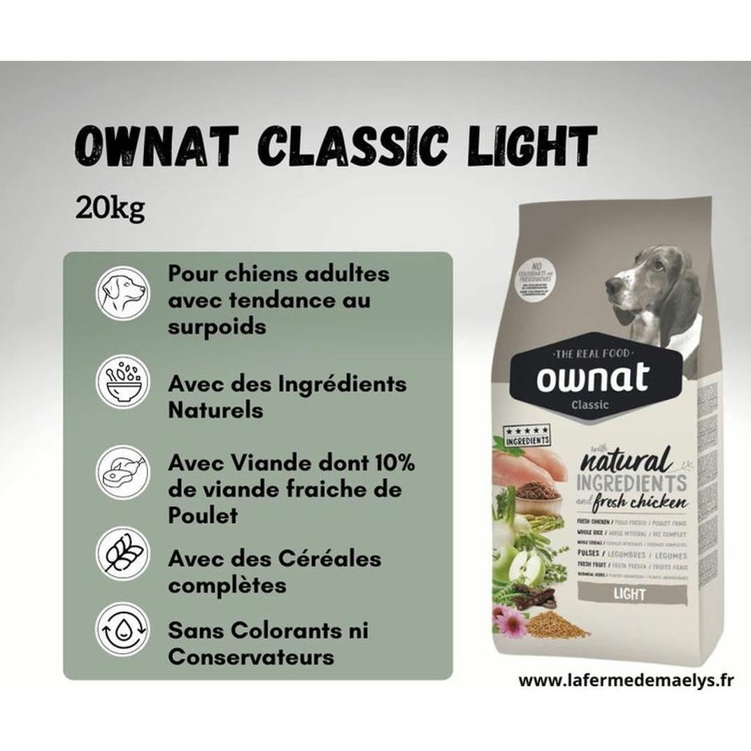 OWNAT Classic Light Croquettes pour Chien Adulte Sujet à Surpoids Poulet Frais 4kg