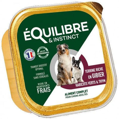 EQUILIBRE & INSTINCT Terrine pour chien adulte riche en gibier & haricots verts 300g
