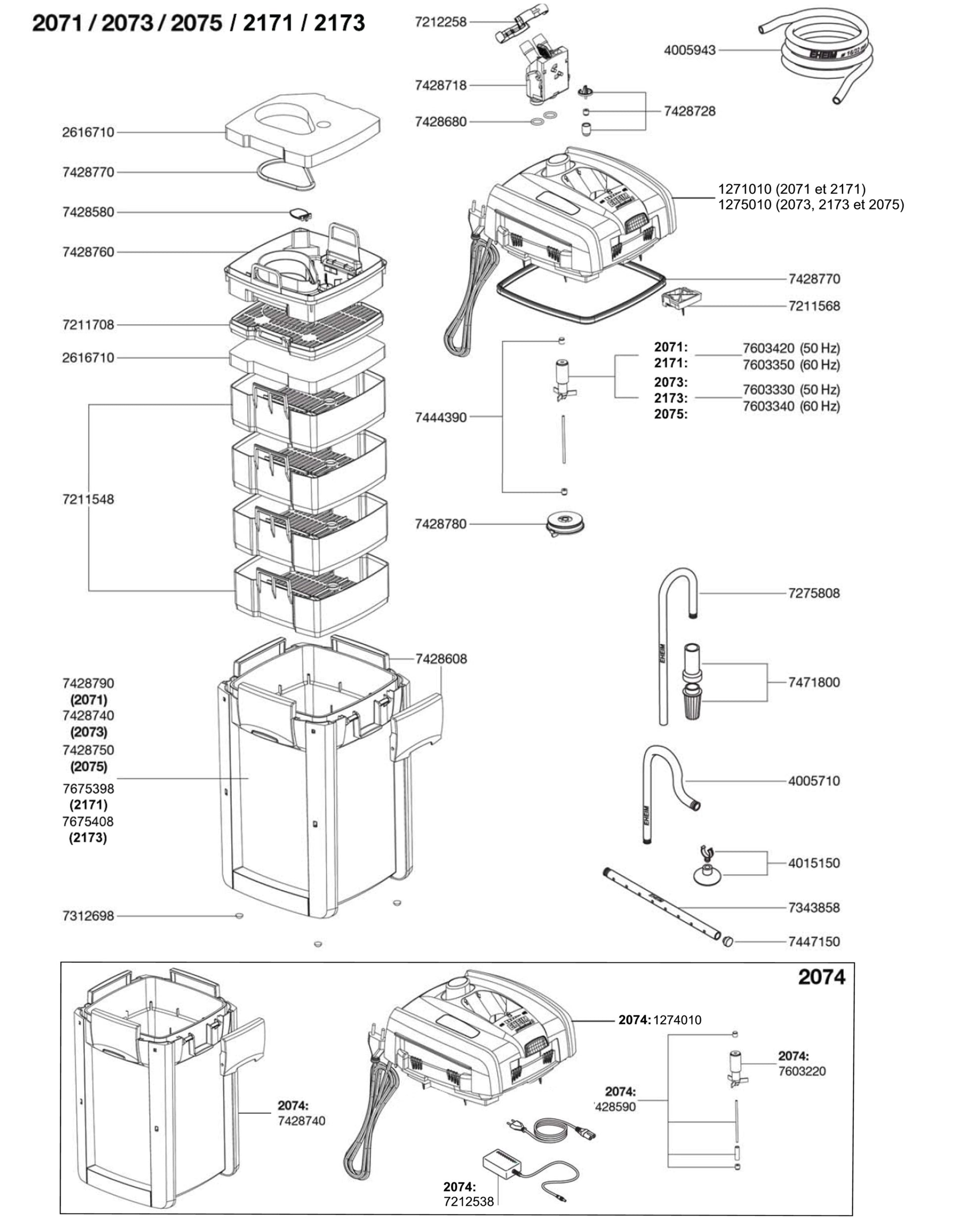 EHEIM Moteur 2071 pour Filtre Externe Professionel 3 Pièce Détachée d'Origine