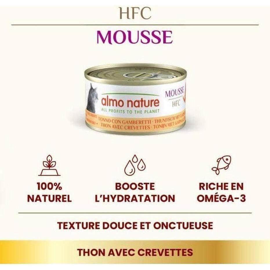 ALMO NATURE HFC Mousse Thon avec Crevettes 70g