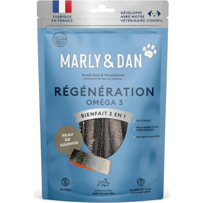 MARLY ET DAN Rouleaux Régénération 100% Peau de Saumon Chien 80g