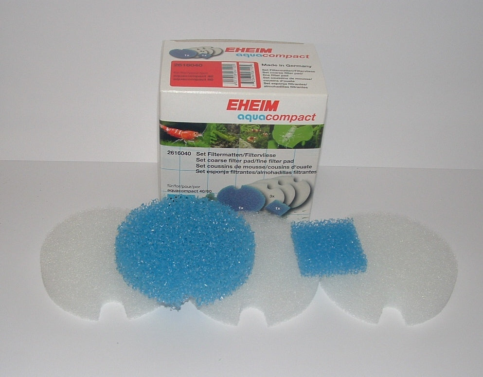 EHEIM Mousse Aquacompact 40/60 Lot de 2 mousses bleues + 3 mousses blanches pour filtre aquarium