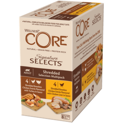 WELLNESS CORE Signature Selects Chat Sélection Effilochés 8x79g