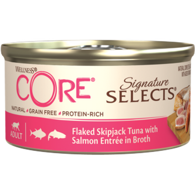 WELLNESS CORE Signature Selects Nourriture humide pour chat Thon Skipjack et Saumon 79g
