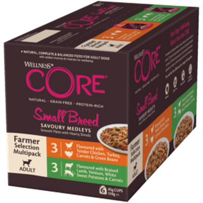 WELLNESS CORE Savoury Medleys Small Breed Farmer Selection 6x85g
