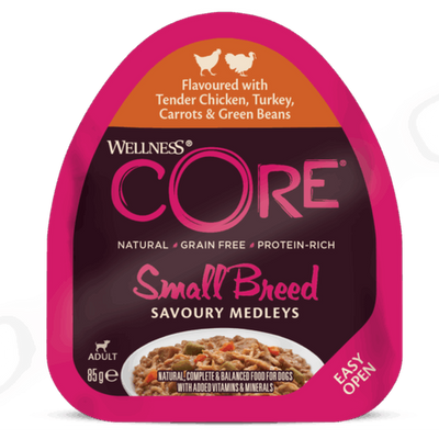WELLNESS CORE Chien Savoury Medley Poulet Dinde Légumes 85g